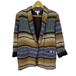 Vintage Bohemian Boho Southwestern Style‎ Art to Wear Blazer Jacket Womens M